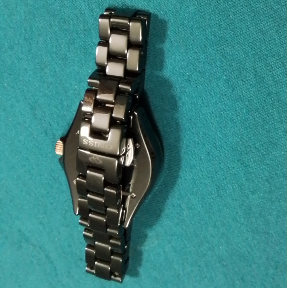 (898)Vintage Oniss Paris Women's ON815-LRG BLK Lario Ceramic Collection Swiss - Picture 13 of 14